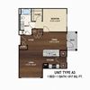 1 BR 1 BA 817 sq ft Bluewater at Boltons Landing Floorplan 1 bedroom apartments